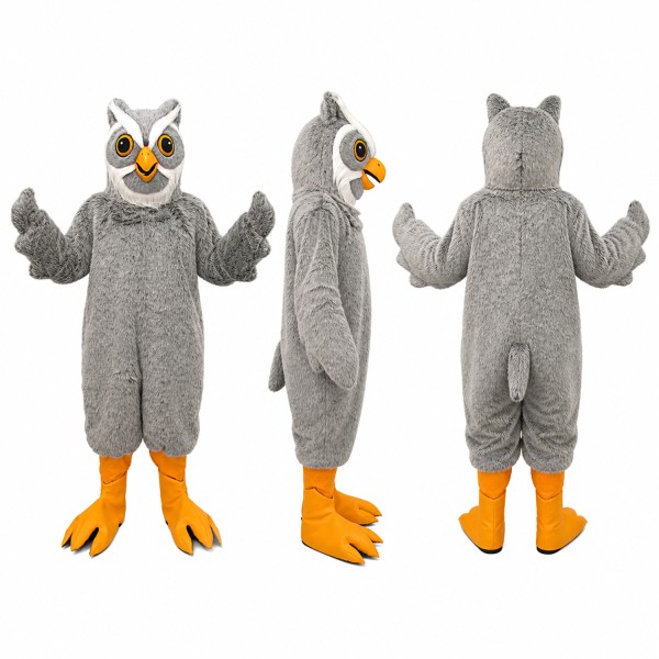 Owl Mascot Costume in Gray with Orange Feet Adult
