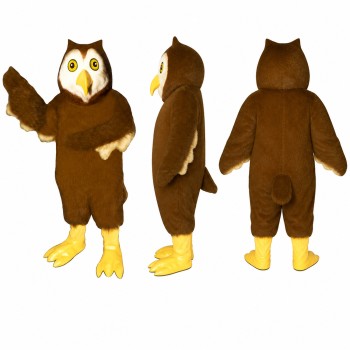 Owl Mascot Costume in Brown with White Face Adult