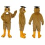Graduate Owl Mascot Costume in Brown with Mortarboard Adult