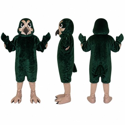 Owl Mascot Costume in Dark Green with Tan Face Adult