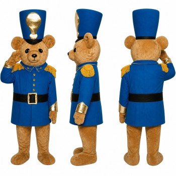 Police Bear Mascot Costume in Brown with Navy Uniform Adult