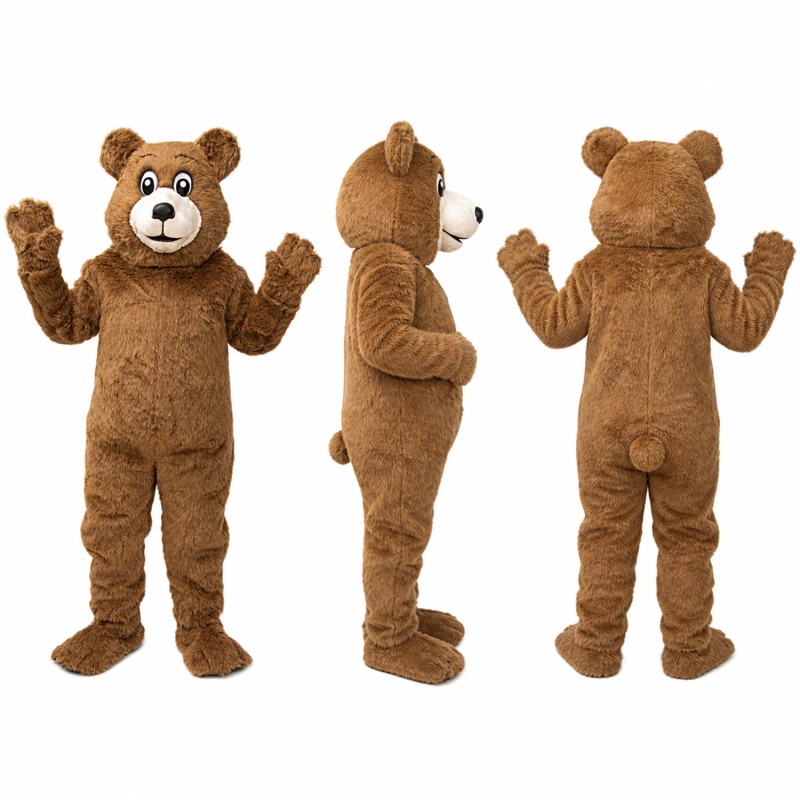 Teddy Bear Mascot Costume in Brown with Cream Muzzle Adult