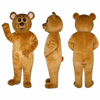 Bear Mascot Costume in Golden Brown with Friendly Face Adult