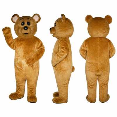 Bear Mascot Costume in Golden Brown with Friendly Face Adult