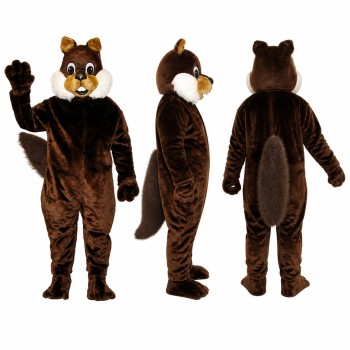 Chipmunk Mascot Costume in Dark Brown with Tan Cheeks Adult