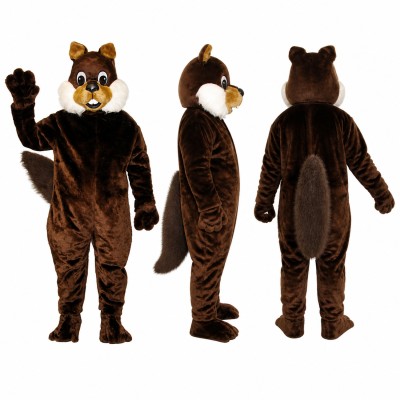 Chipmunk Mascot Costume in Dark Brown with Tan Cheeks Adult