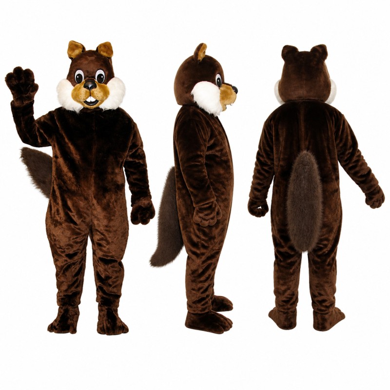 Chipmunk Mascot Costume in Dark Brown with Tan Cheeks Adult