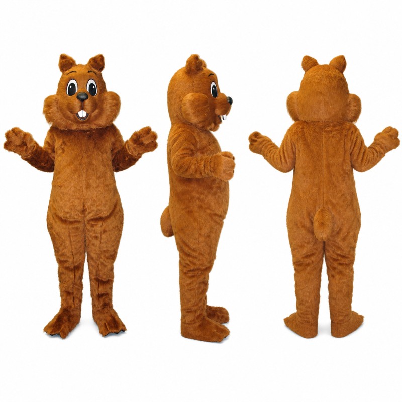 Squirrel Mascot Costume in Reddish Brown with Blue Eyes Adult