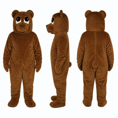 Bear Mascot Costume in Brown with Drooping Eyes Adult