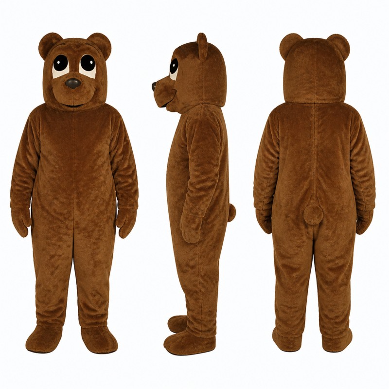 Bear Mascot Costume in Brown with Drooping Eyes Adult