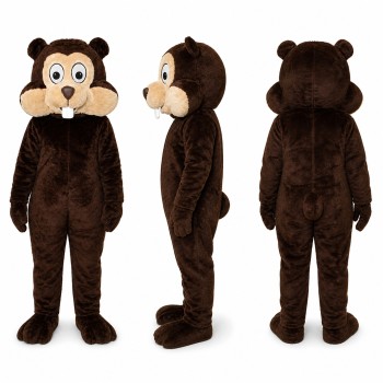 Chipmunk Mascot Costume in Dark Brown with Tan Cheeks Adult