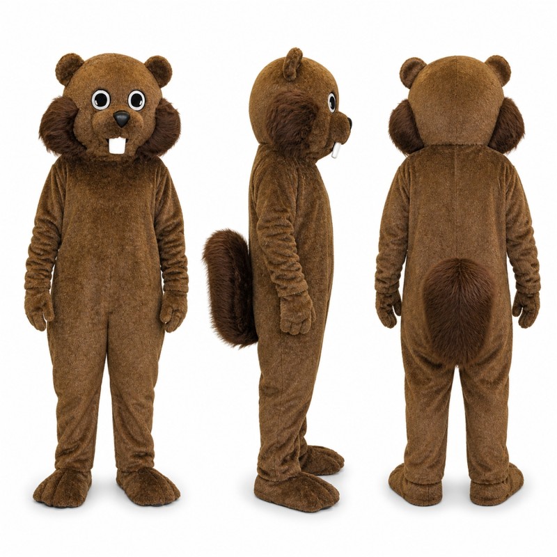 Squirrel Mascot Costume in Brown with Flat Tail Adult