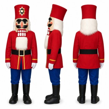 Nutcracker Soldier Mascot Costume in Red and Blue with Tall Hat Adult