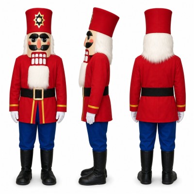Nutcracker Soldier Mascot Costume in Red and Blue with Tall Hat Adult