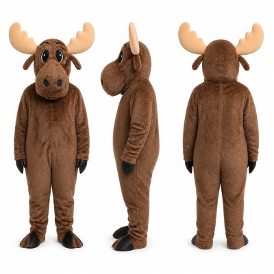 Moose Mascot Costume in Brown with Tan Antlers Adult
