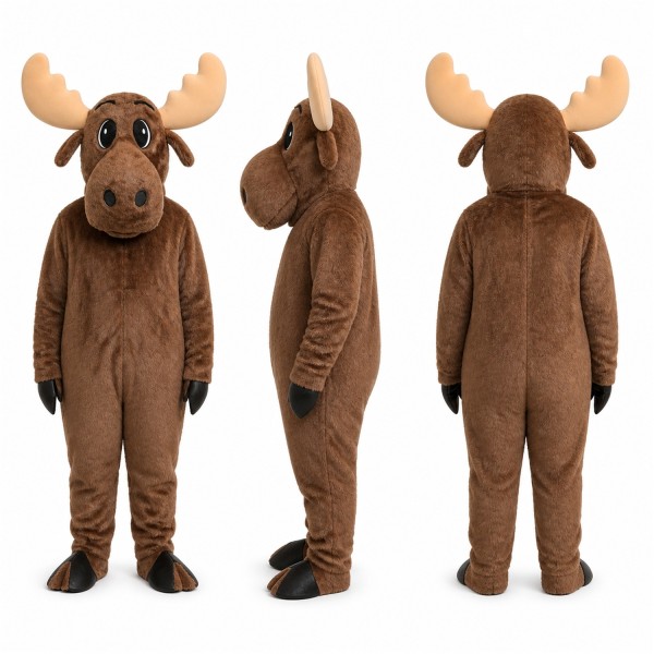 Moose Mascot Costume in Brown with Tan Antlers Adult