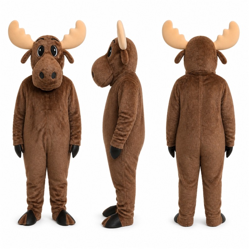 Moose Mascot Costume in Brown with Tan Antlers Adult