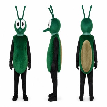 Insect Mascot Costume in Green and Black with Long Antennae Adult