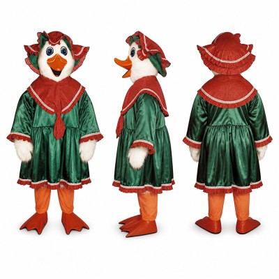 Christmas Duck Mascot Costume in Green and Red Dress Adult