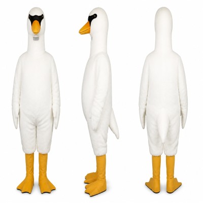Goose Mascot Costume in White with Yellow Feet Adult