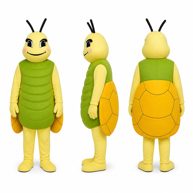 Beetle Mascot Costume in Green with Yellow Face Adult