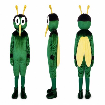 Insect Mascot Costume in Green and Black with White Eyes Adult