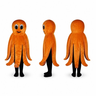 Octopus Mascot Costume in Orange with Blue Eyes Adult