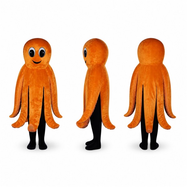 Octopus Mascot Costume in Orange with Blue Eyes Adult