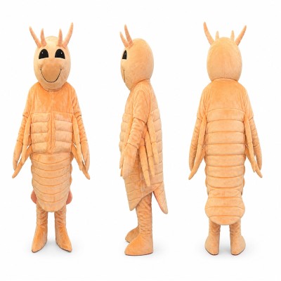 Lobster Mascot Costume in Orange with Long Antennae Adult