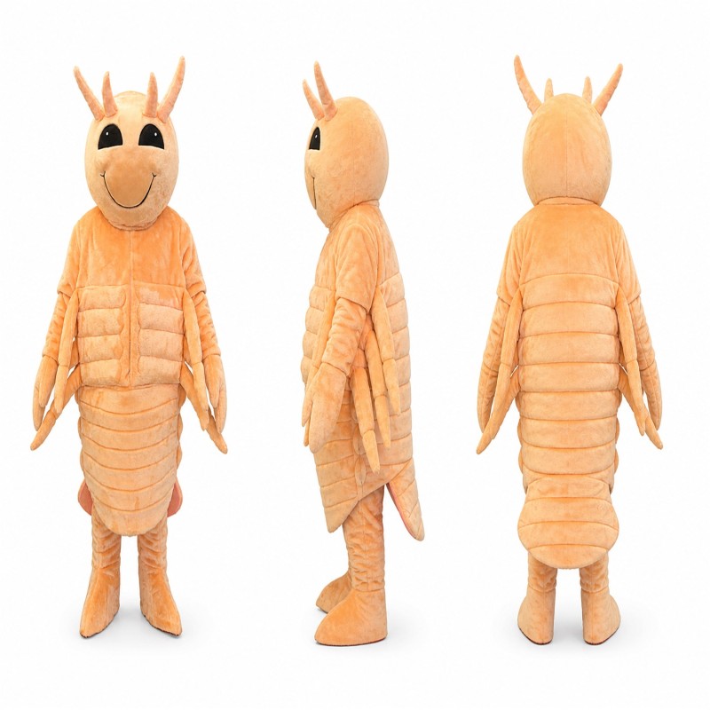 Lobster Mascot Costume in Orange with Long Antennae Adult