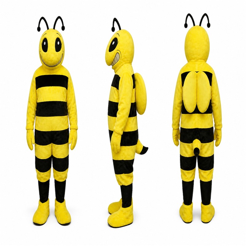Bee Mascot Costume in Yellow and Black Adult