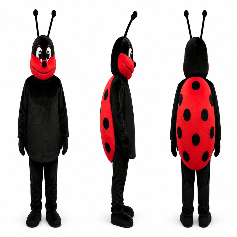 Ladybug Mascot Costume in Black with Red Face Adult