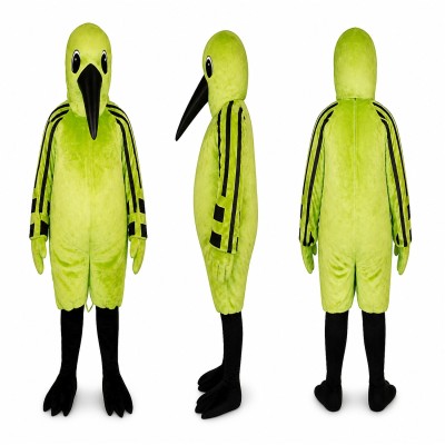 Bird Mascot Costume in Lime Green with Black Beak and Feet Adult
