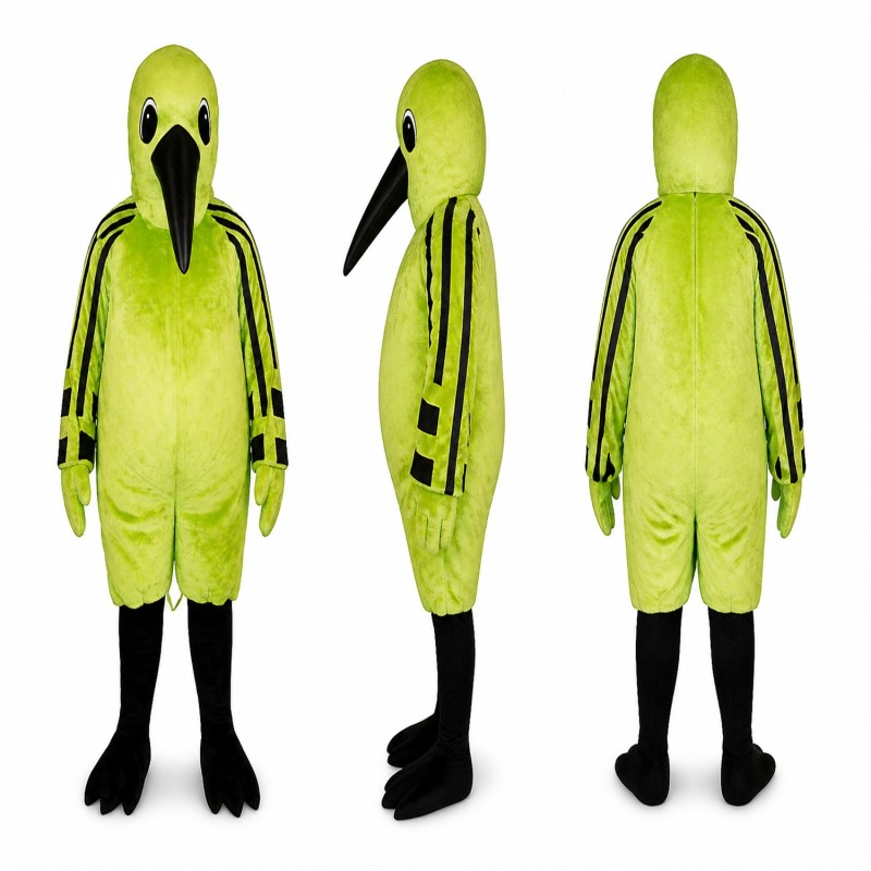 Bird Mascot Costume in Lime Green with Black Beak and Feet Adult
