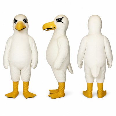 White Bird Mascot Costume with Yellow Beak and Feet Adult