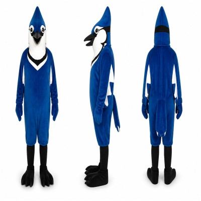 Blue Jay Mascot Costume in Blue and Black with White Chest Adult