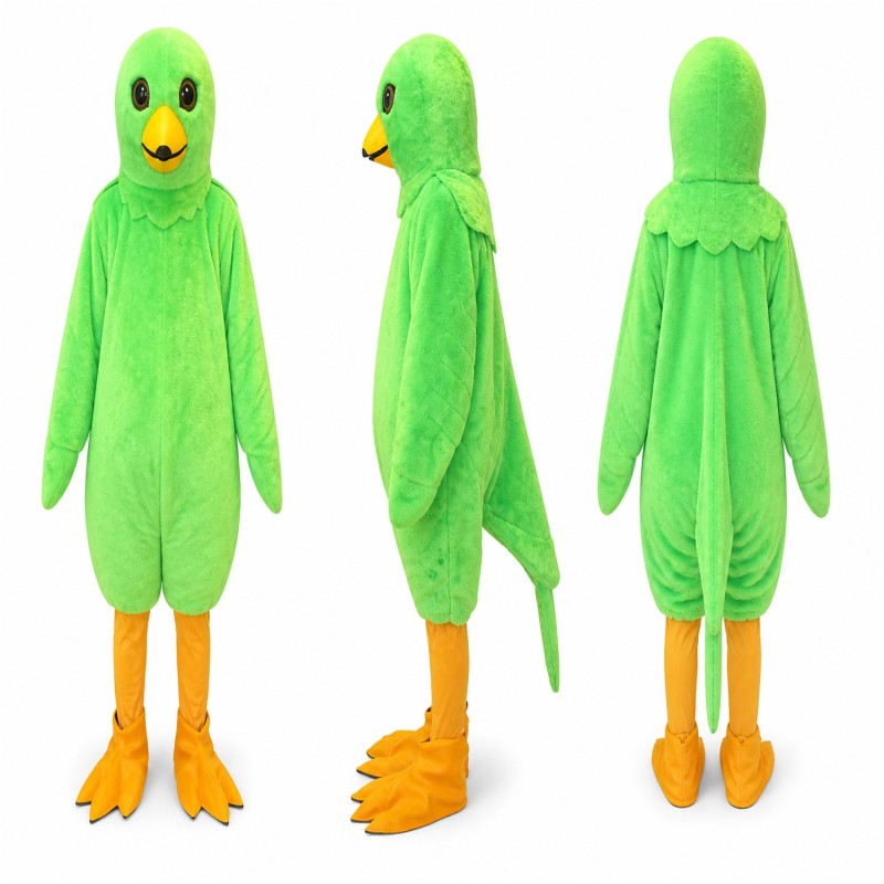 Duck Mascot Costume in Lime Green with Orange Feet Adult
