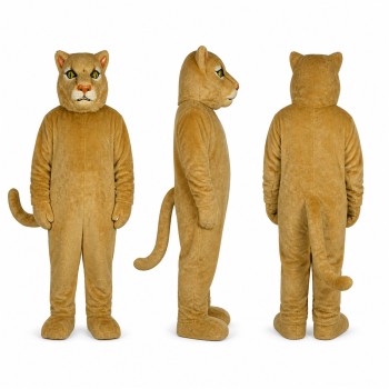Cougar Mascot Costume in Tan with Cream Belly Adult