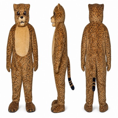 Cheetah Mascot Costume in Orange with Dark Spots Adult