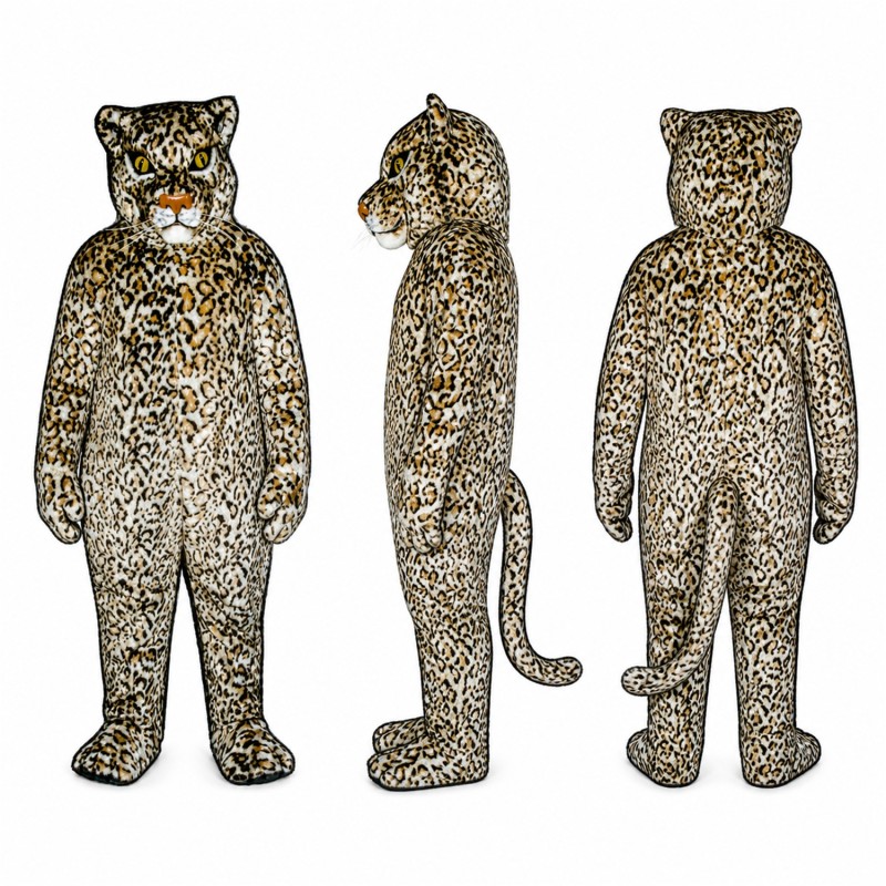 Leopard Mascot Costume with Dense Spotted Fur Adult