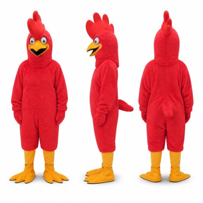 Cardinal Bird Mascot Costume in Red with Yellow Feet Adult