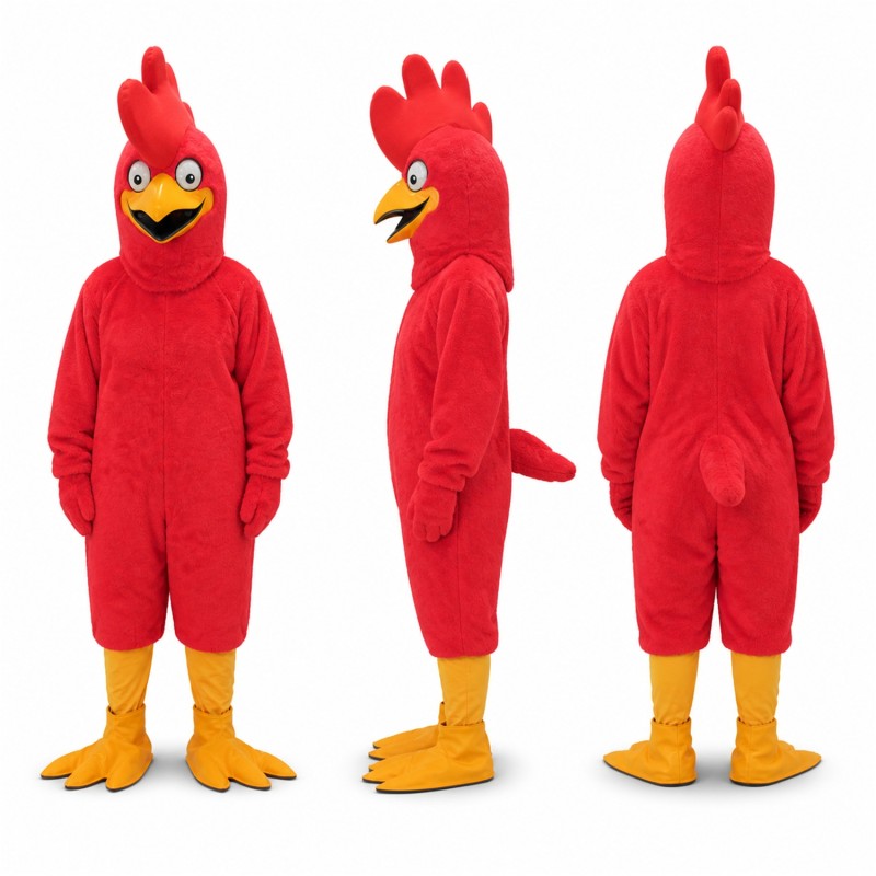 Cardinal Bird Mascot Costume in Red with Yellow Feet Adult