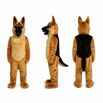 German Shepherd Dog Mascot Costume in Tan and Black Adult