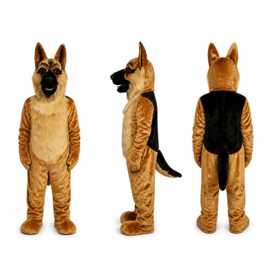 German Shepherd Dog Mascot Costume in Tan and Black Adult