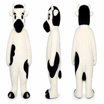 Cow Mascot Costume in White with Black Patches Adult