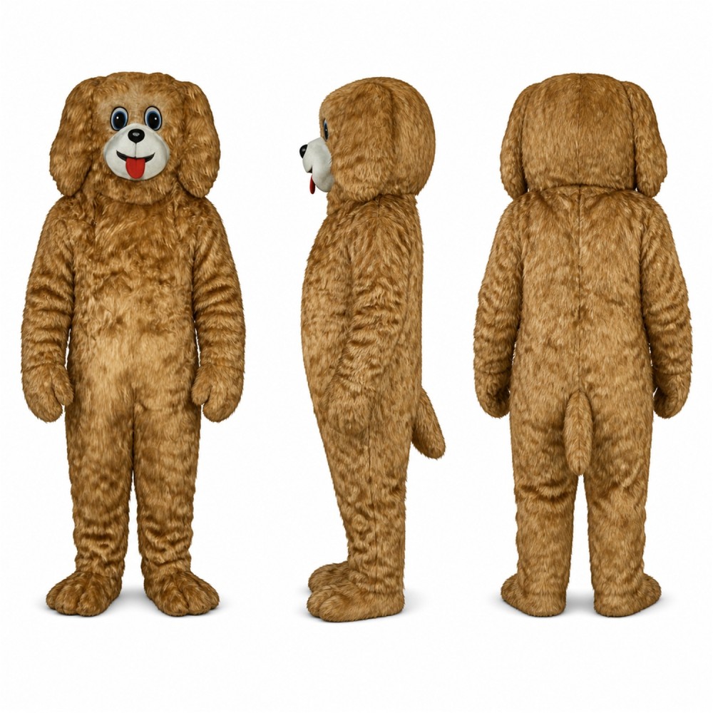 Dog Mascot Costume in Brown with Cream Muzzle Adult
