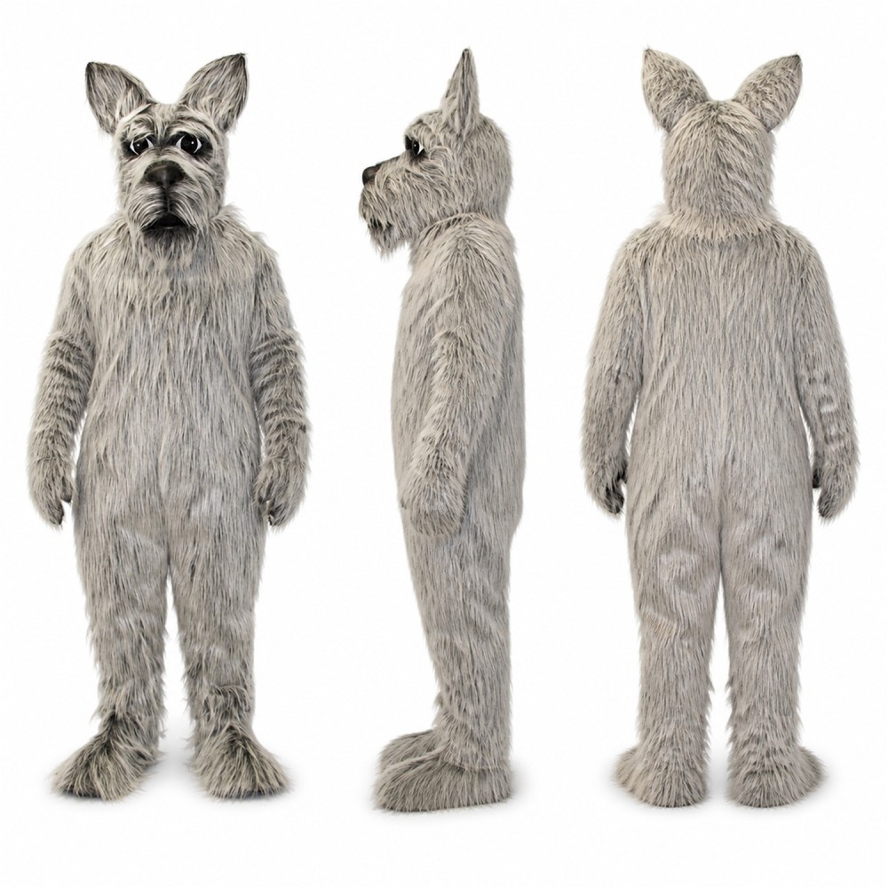Wolf Mascot Costume in Shaggy Gray with Pointed Ears Adult Wolf Mascot Costume in Shaggy Gray with Pointed Ears Adult