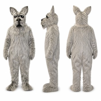 Wolf Mascot Costume in Shaggy Gray with Pointed Ears Adult