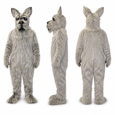 Wolf Mascot Costume in Shaggy Gray with Pointed Ears Adult