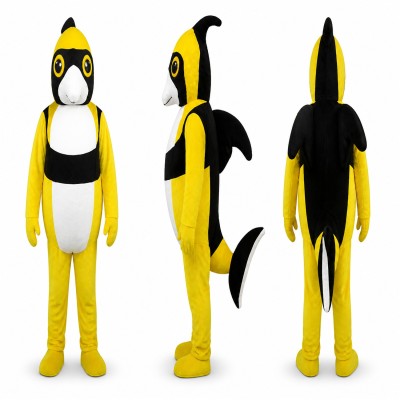 Clownfish Mascot Costume in Yellow and Black with White Belly Adult